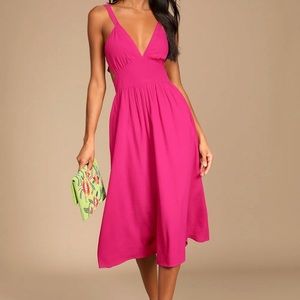 Lulu’s beautiful tea-length Barbie pink dress